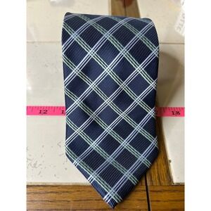 Stafford Essentials Men's Navy Plaid Silk Blend Necktie Formal Business